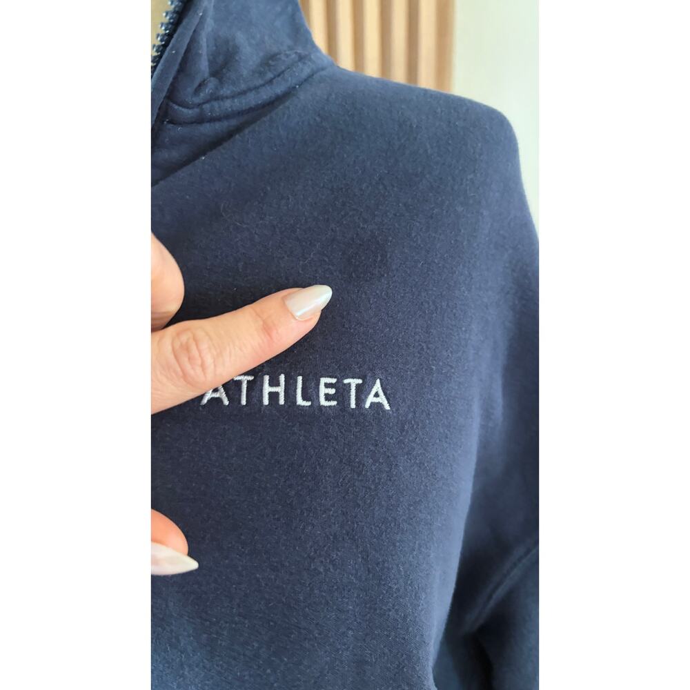 Athleta Find Your Movement Quarter Zip Sweatshirt Navy Blue Pullover Size Small - Picture 3 of 5